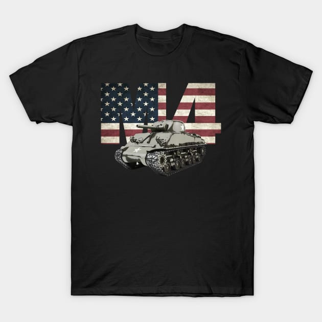 M4 Sherman Tank MBT WW2 WWII T-Shirt by Dirty Custard Designs 